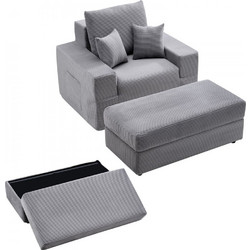 Vevor Πολυθρόνα Relax με Υποπόδιο Βελούδινη Γκρι 1115