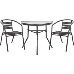 HomeMarkt Laura Σετ Έπιπλα Κήπου Αλουμίνιο 3τμχ Γκρι HM21112