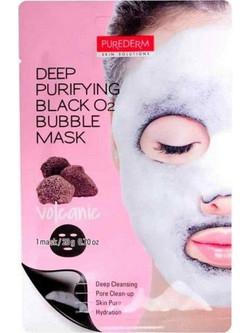 Purederm Deep Purifying Black O2 Bubble Volcanic Sheet Μάσκα Προσώπου 20gr