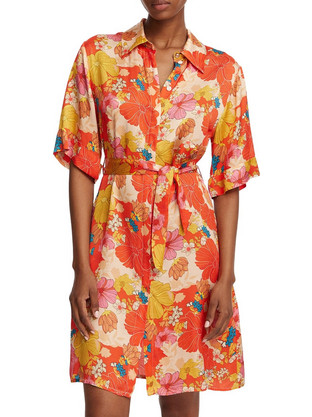 Liu Jo Mini Καλοκαιρινό Καθημερινό Φόρεμα Floral Σεμιζιέ Μεταξωτό Πορτοκαλί WA6482T471A-P9380