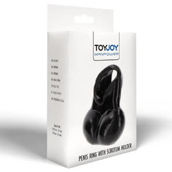 ToyJoy Manpower with Scrotum Holder Ελαστικό Δαχτυλίδι Όρχεων Μαύρο