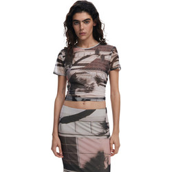 Desigual Γυναικείο Καλοκαιρινό Crop Top Μπεζ 25SWTK99-2000
