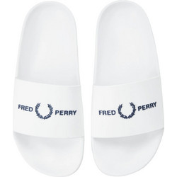 Fred Perry Branded Slides Ανδρικές Παντόφλες Καλοκαιρινές Λευκές B2320-100