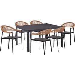 HomeMarkt Berg Σετ Τραπεζαρία Κήπου Αλουμίνιο 7τμχ Ανθρακί Καφέ HM10876.01