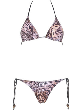 Gsecret Bikini Set Τριγωνάκι Animal Print Ροζ Μπεζ C6102-37507