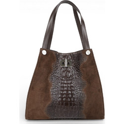 Passaggio Leather Γυναικεία Τσάντα Χειρός Σουέτ Καφέ 5202-KR-01