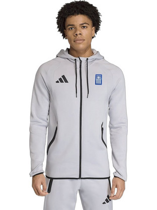 Adidas Ανδρική Ζακέτα Φούτερ με Κουκούλα και Φερμουάρ Γκρι KF6077