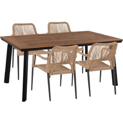 HomeMarkt Taber Σετ Τραπεζαρία Κήπου Αλουμίνιο 5τμχ Καφέ Ανθρακί HM10824.02
