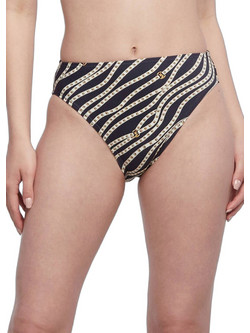 Michael Kors Ψηλόμεσο Bikini Slip Navy Μπλε Εκρού MM6D291-412