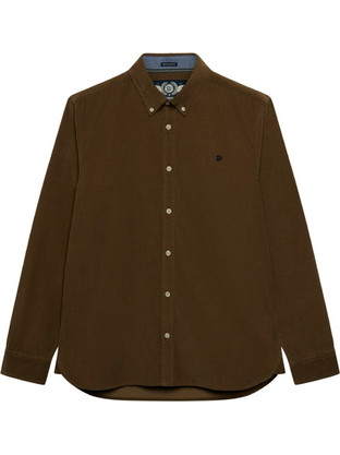 Superdry Ανδρικό Πουκάμισο Βαμβακερό Μακρυμάνικο Κανονική Γραμμή Overshirt Καφέ M4011044A-9UN