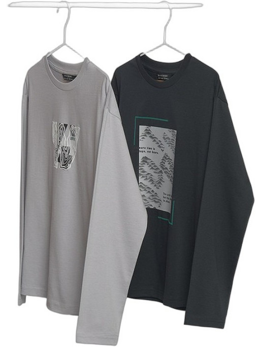 Mayoral Σετ Παιδικά T-Shirt Μακρυμάνικα Μαύρο Γκρι 16-07045-082