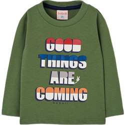 Boboli Παιδικό T-Shirt Μακρυμάνικο Χακί 504098-1
