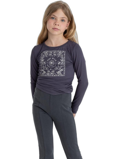 Alice Παιδικό T-Shirt Μακρυμάνικο Ανθρακί W24-A14032-23