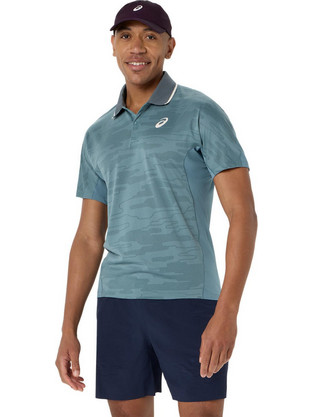 ASICS MATCH JACQUARD SS με GRN Ανδρική Αθλητική Μπλούζα Polo Πετρόλ 2041A420-401