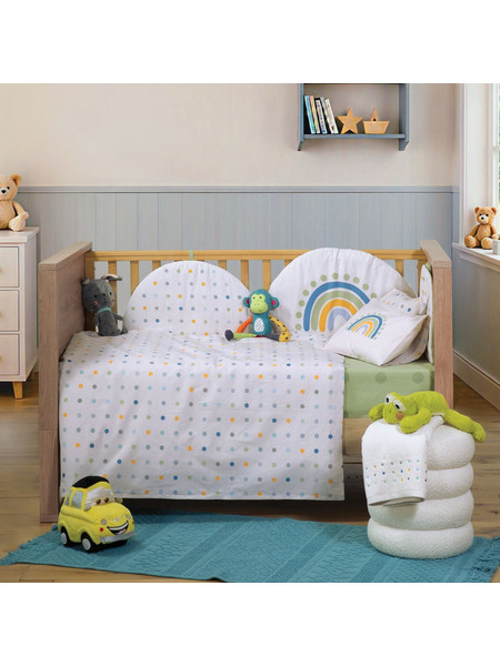 Nef-Nef Baby Dots Πάντα Κούνιας Λευκό Πράσινο 70x187cm