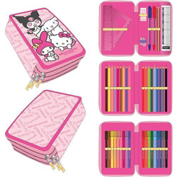 Cerda Hello Kitty And Friends Κασετίνα Γεμάτη με 3 Θήκες Ροζ 2700002302