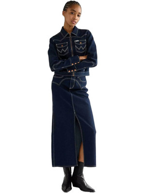 Wrangler Μίντι Φούστα Τζιν Ψηλόμεση Navy Μπλε 112386697