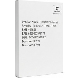 F-SECURE Internet Security για 20 Συσκευές και 3 Έτη Χρήσης (Ηλεκτρονική Άδεια)