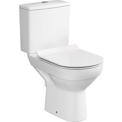 Cersanit City New Clean On Λεκάνη Τουαλέτας Δαπέδου Rimless Πίσω Σιφώνι με Καζανάκι & Κάλυμμα Slim Soft Close Λευκή K35-038
