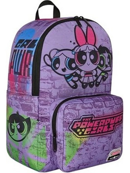Space Junk Powerpuff Girls Brick Walls Σχολική Τσάντα Πλάτης Γυμνασίου - Λυκείου Μωβ SJS240