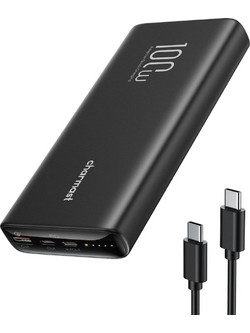 Charmast T100 Power Bank 20000mAh 100W με 2 Θύρες USB-C Quick Charge 3.0 & Power Delivery Black