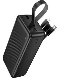 Borofone BJ79B Power Bank 30000mAh με Ενσωματωμένα Καλώδια USB-C Lightning & micro USB Black