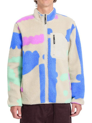 Volcom Ανδρική Ζακέτα Fleece με Φερμουάρ Μπλε Μπεζ A4832605-MLT