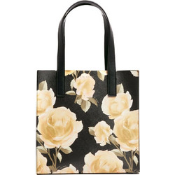 Ted Baker Tapacon Floral Print Γυναικεία Τσάντα Χειρός από Δερματίνη Μαύρη Μπεζ 284919