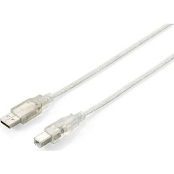 Equip 128653 Καλώδιο Braided USB-A Male 2.0 to USB-B Male 1m Transparent