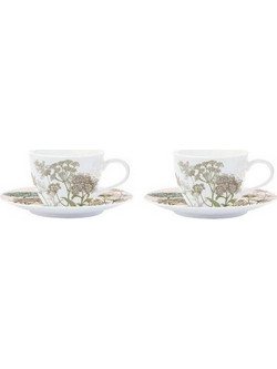 Marva Botanica Σετ Φλιτζάνια Πορσελάνης Λευκά Ροζ 225ml 2τμχ 978ΒΟΤΡ