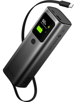 SHARGE Retractable Power Bank 20000mAh 165W με Ενσωματωμένο Καλώδιο USB-C Black