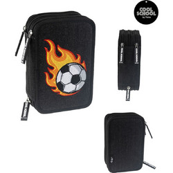 Tinka Flaming Football Κασετίνα με 3 Θήκες Μαύρη 8-804220