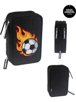 Tinka Flaming Football Κασετίνα με 3 Θήκες Μαύρη 8-804220