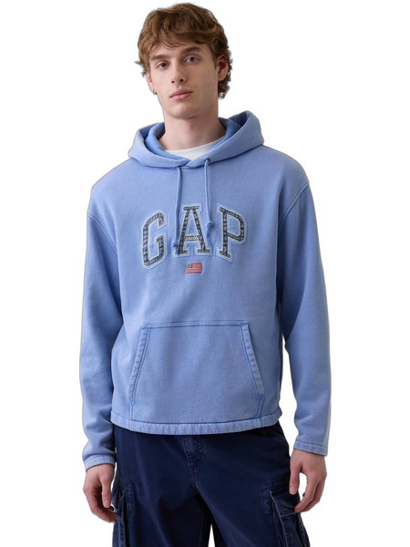 Gap VintageSoft Oversized Americana Logo Ανδρικό Φούτερ Fleece Cabana Blue