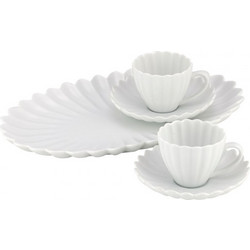 WM Collection Lotus Σετ Φλιτζάνια Espresso & Ελληνικού Καφέ Πορσελάνης Λευκά 100ml 2τμχ