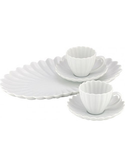 WM Collection Lotus Σετ Φλιτζάνια Espresso & Ελληνικού Καφέ Πορσελάνης Λευκά 100ml 2τμχ