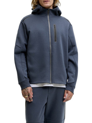 Jack & Jones Ανδρική Ζακέτα Φούτερ με Κουκούλα και Φερμουάρ Navy Μπλε 12301089