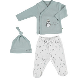BiBaby Frozen Penguins Βρεφικό Σετ Φόρμας για Αγόρι Χειμωνιάτικο Πράσινο Mint Λευκό 73247