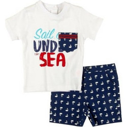 Funky Βρεφικό Σετ για Αγόρι Καλοκαιρινό Λευκό Navy Μπλε 121-804105-1