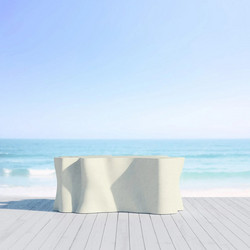Azzuro Daintree Bone Concrete Οβάλ Τραπέζι Κήπου Λευκό 122x122x45cm 01-00-2808