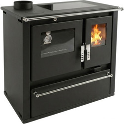 Verso CS Plus Inox Ceramic Black Left Ξυλόσομπα με Φούρνο 7.7kW
