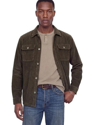 Jack & Jones Ανδρικό Πουκάμισο Κοτλέ Μακρυμάνικο Κανονική Γραμμή Overshirt Καφέ 12298528