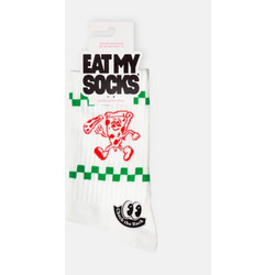 Eat My Socks Pizza Lover Ανδρικές Κάλτσες Ψηλές με Σχέδια Λευκές EMSSAFLATPIZ