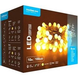 Modee Lighting 100 Χριστουγεννιάτικα Λαμπάκια LED σε Σειρά Εξωτερικού Χώρου Θερμά Λευκά 10m 40.004.0011
