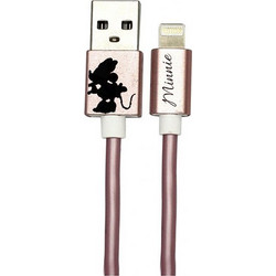 Data cable Disney Minnie Kissing Alone Lightning USB to USB 2.0 για iPhone 5/5s, 6/6S, 6/6S Plus, SE, 7/7 Plus, iPad Air/Mini 1m Roz Gold