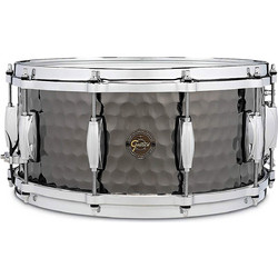 Gretsch Full Range Hammered Black Steel Snare Drum - 14" x 6.5"