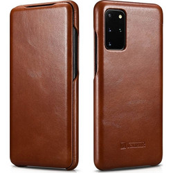 iCarer Curved Edge Vintage Book Brown (Samsung Galaxy S20+)