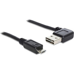 DELOCK CABLE USB 2.0 A 90 .STECKER USB MICRO-B BLACK, 0.5 METERS, EASY-USB CONNECTOR