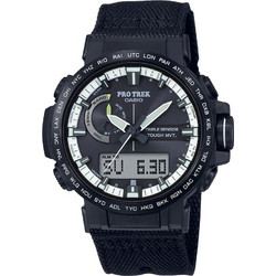 Casio Pro Trek Ανδρικό Ρολόι Χρονογράφος Solar με Μαύρο Υφασμάτινο Λουράκι PRW-60YBM-1AER