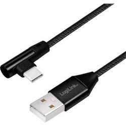 Logilink USB 2.0 cable USB-A male to USB-C (90 degrees) male, 0.3m (CU0137)